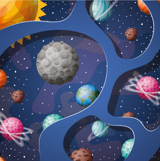 Sonnensystem Planeten und Sonne Design Vektor Illustration - Vektor, Bild