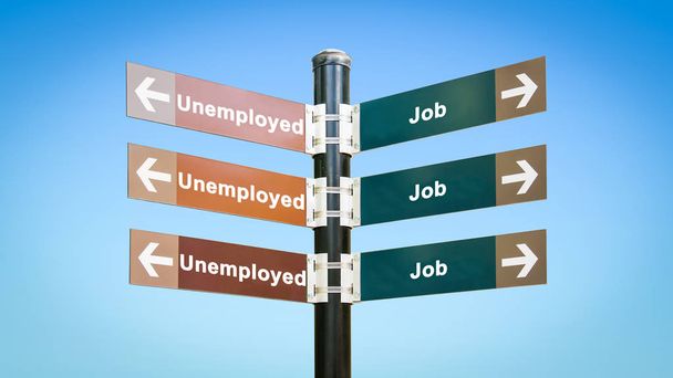 Street Sign to Job versus Unemployed - Photo, Image