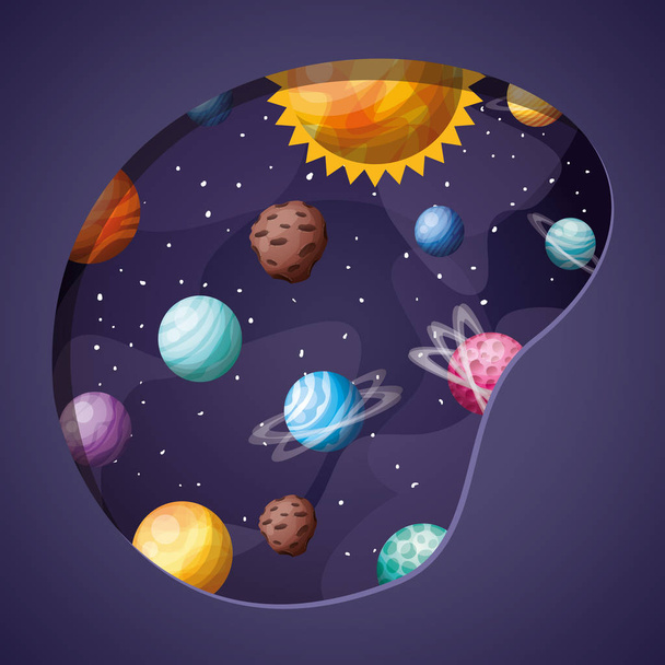 Zonnestelsel planeten en zon ontwerp vector illustratie - Vector, afbeelding
