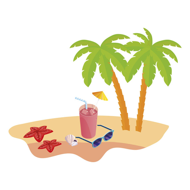 scène de plage d'été avec palmiers et lunettes de soleil
 - Vecteur, image