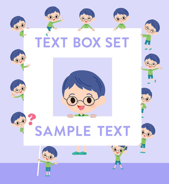 Зелений одяг окуляри хлопчик _ текстова коробка
 - Вектор, зображення