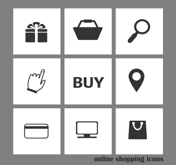 Set monochrome vector online shopping icon. Web icons for smartphone and website, online business - Vector, Image