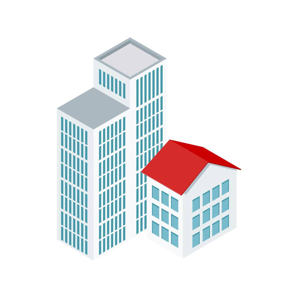 Isometric houses on a white background. Private property. - Vector, Image