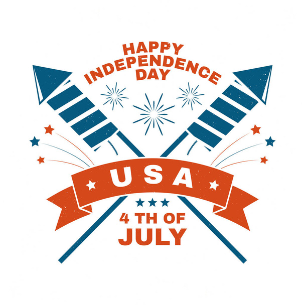 Vintage 4th of july design in retro style. Independence day greeting card. Patriotic banner for website template. Vector illustration. - ベクター画像