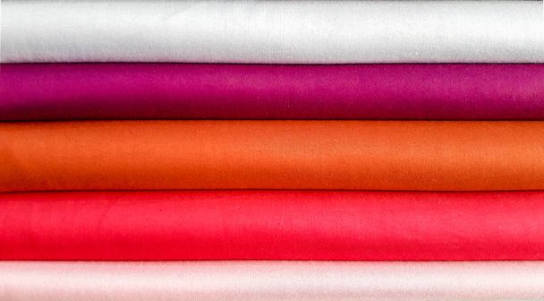 Multicolored fabric cloth rolls - Photo, Image