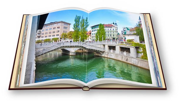 Ljubljana ünlü "Üçlü Köprü" (Slovenya - Avrupa) - Pe - Fotoğraf, Görsel