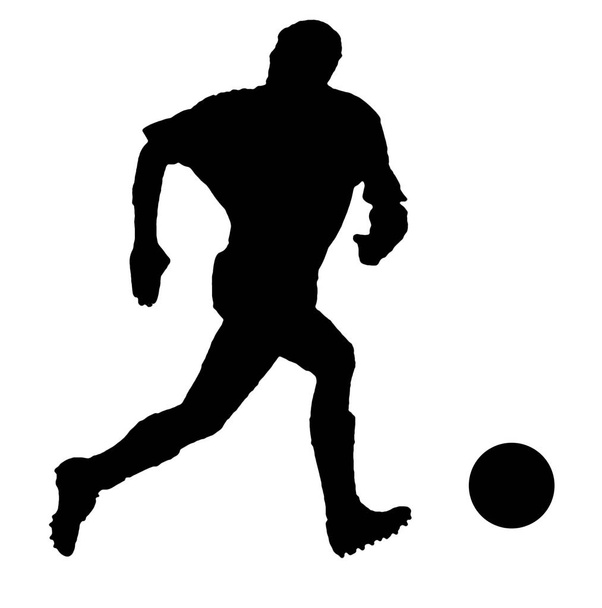 Ποδοσφαιριστής ως σιλουέτα απομονωμένη ενώ πυροβολούν ένα ποδόσφαιρο - Φωτογραφία, εικόνα