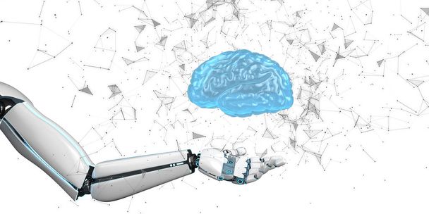 Robot Hand Human Brain - Photo, Image