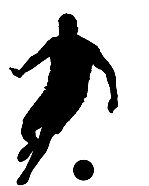 Bir futbol çekerken siluet olarak futbol oyuncusu izole - Fotoğraf, Görsel