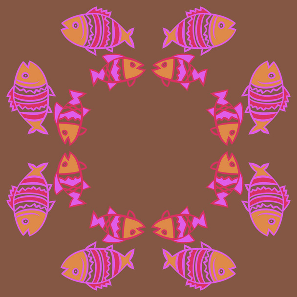 Cute seamless pattern with fishes. Vector illustration - Вектор,изображение