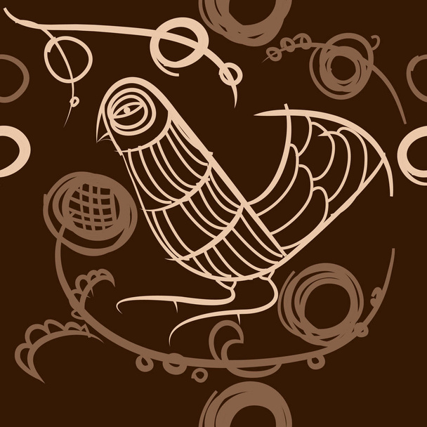 seamless pattern with line art bird, vector illustration - Vector, afbeelding