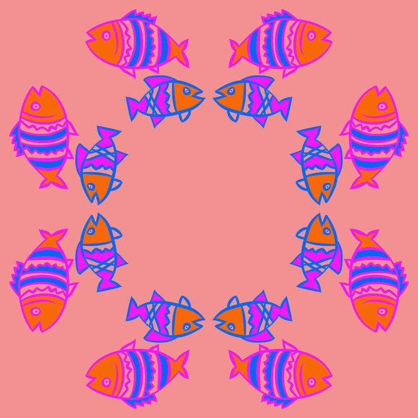 Cute seamless pattern with fishes. Vector illustration - Vector, Imagen