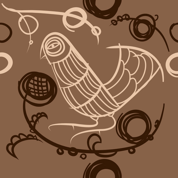 seamless pattern with line art bird, vector illustration - Vector, Image
