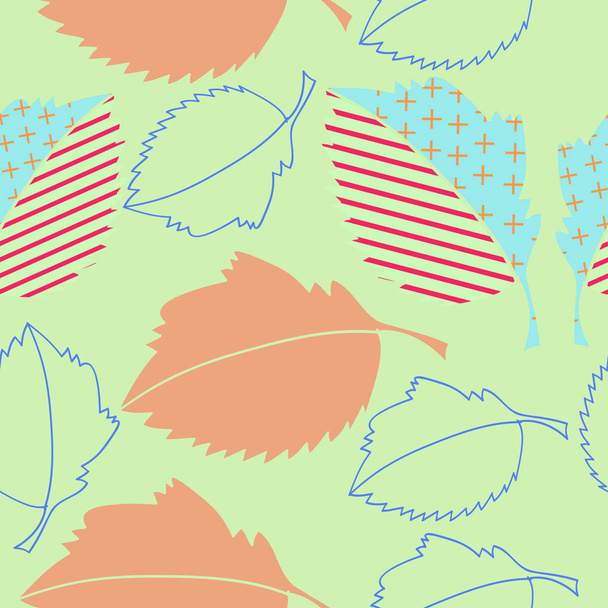 Seamless pattern of abstract simple leaves - Вектор, зображення