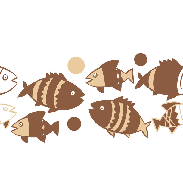 Cute seamless pattern with fishes. Vector illustration - Vector, Image