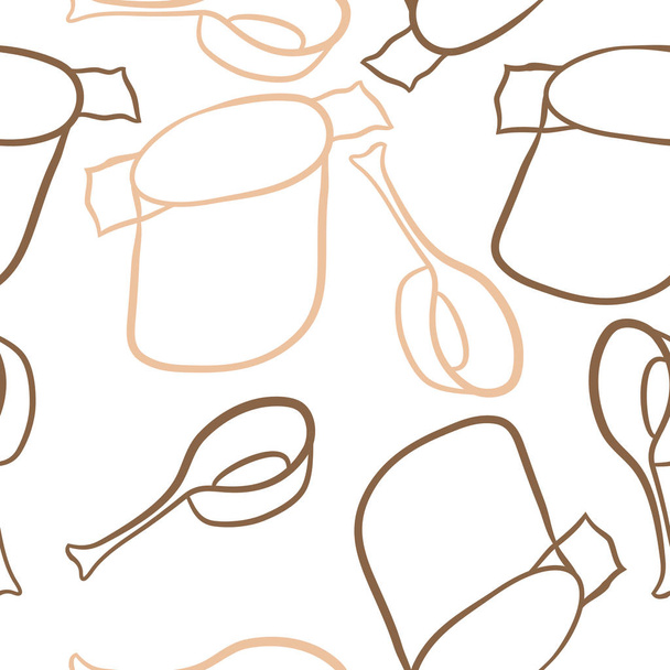 Seamless pattern of abstract colorful pots and spoons  - Wektor, obraz