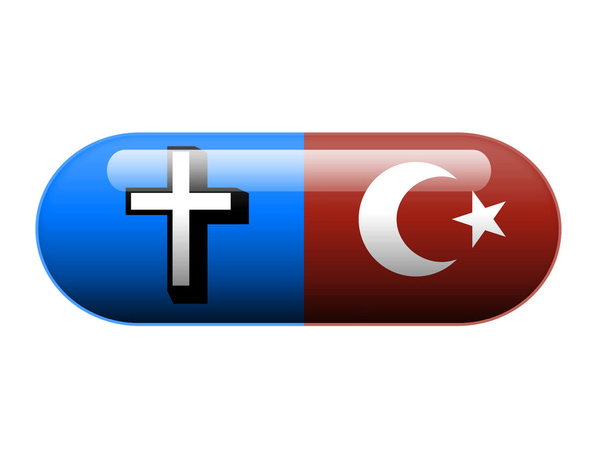 Fele fele keresztény iszlám tabletta - Fotó, kép