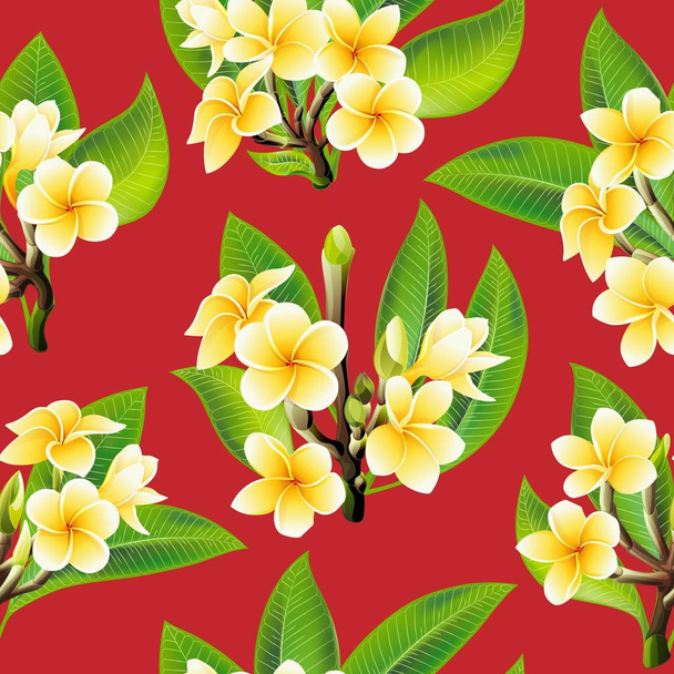 Beautiful tropical flowers seamless floral summer pattern vector background - Вектор,изображение