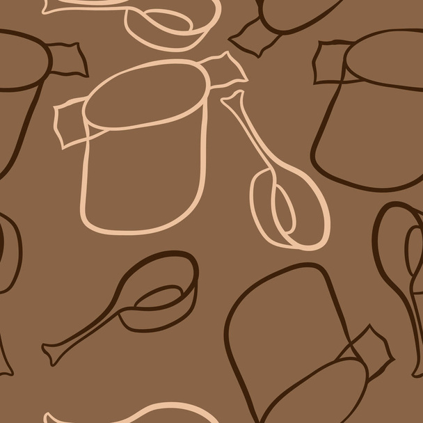 Seamless pattern of abstract colorful pots and spoons  - Vektor, Bild