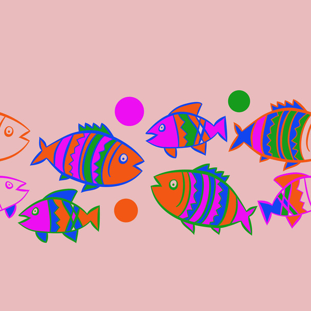 Cute seamless pattern with fishes. Vector illustration - Vector, afbeelding