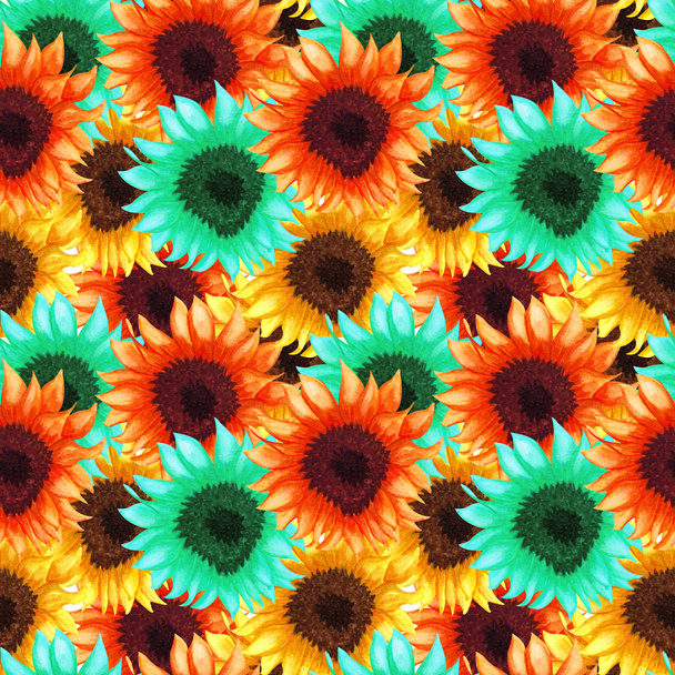Sunflower seamless pattern. Sunflower fabric background. - Valokuva, kuva