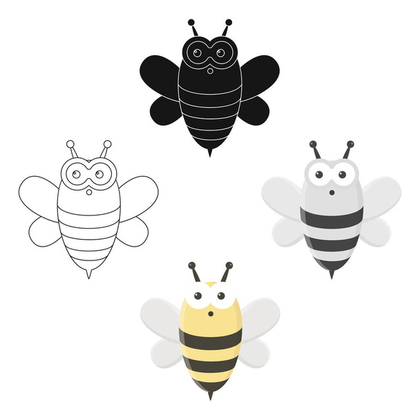 Μέλισσα καρτούν, μαύρο εικονίδιο. Απεικόνιση για σχεδίαση ιστού και φορητών συσκευών. - Διάνυσμα, εικόνα