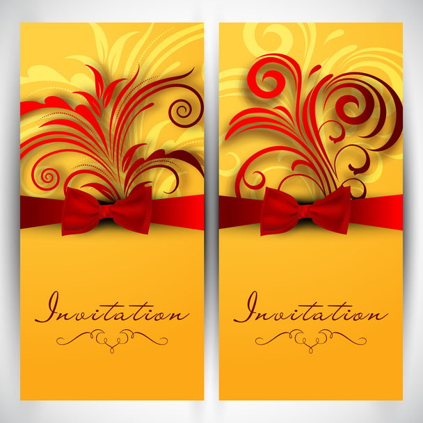 Beautiful floral decorated invitation cards. - Vector, Imagen