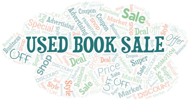 Used Book Sale Word Cloud. Wordcloud Made With Text. - Vector, Image
