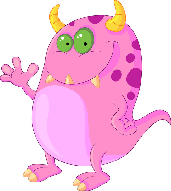 Cute pink monster cartoon - Διάνυσμα, εικόνα