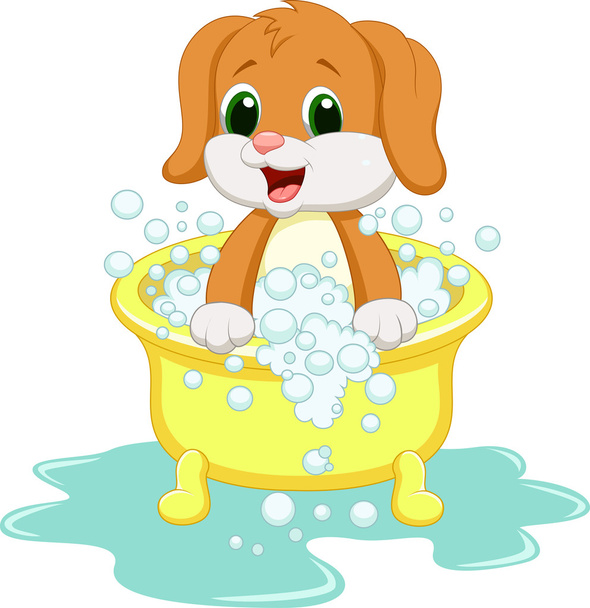 Время купания для собак
 - Вектор,изображение