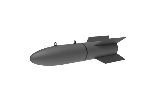 Fliegerbombe auf weißem Hintergrund. 3D-Illustration - Foto, Bild