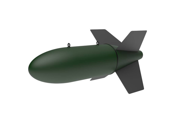 Fliegerbombe auf weißem Hintergrund. 3D-Illustration - Foto, Bild