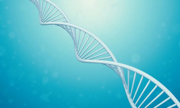 3D DNA w niebieskiej cieczy. - Zdjęcie, obraz
