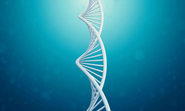 3D DNA in blauwe vloeistof. - Foto, afbeelding