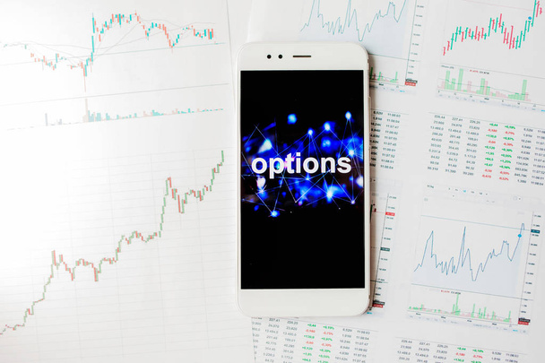 Investment in options, concept. Reports and statistics, analysis of the binary options market. - Photo, Image
