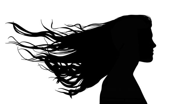 femme aux cheveux longs dans le vent
 - Photo, image