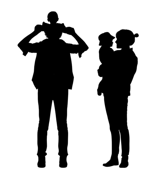 parents with a child silhouettes - Photo, Image