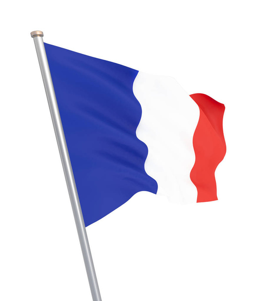 Bandeira da França a soprar ao vento. Textura de fundo. Renderina 3d
 - Foto, Imagem
