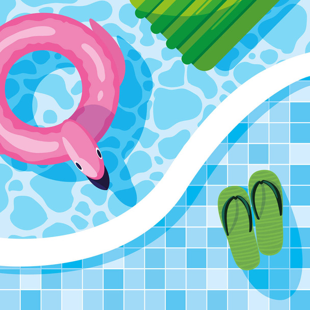 Sommer Flamingo Schwimmer Design Vektor Illustratio - Vektor, Bild