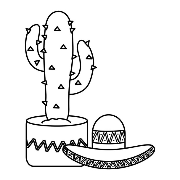 kaktuskasvi, jossa meksikolainen hattu
 - Vektori, kuva