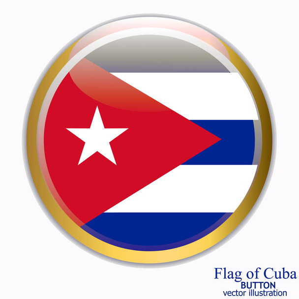キューバの旗を持つボタン。ベクトルイラスト - ベクター画像