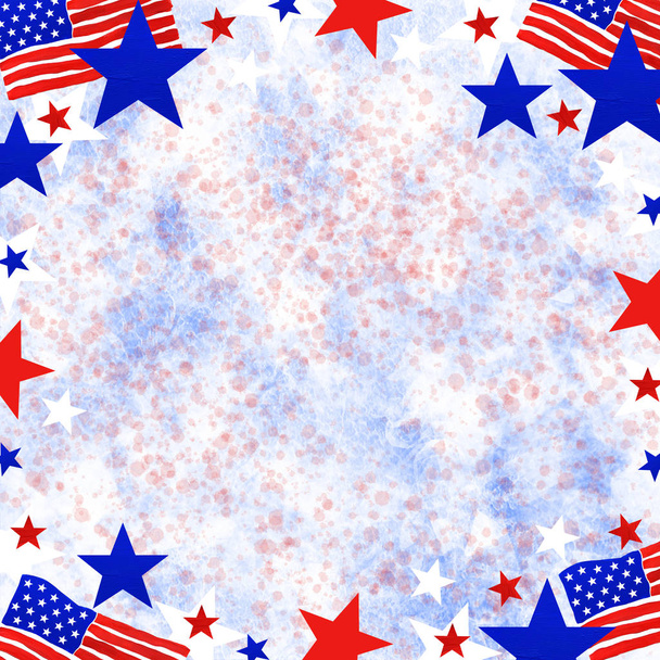 4ο Ιουλίου, ημέρα αμερικανικής ανεξαρτησίας. Πλαίσιο σε χρώματα εθνικής σημαίας - Φωτογραφία, εικόνα