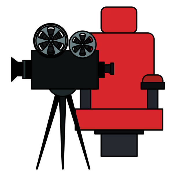 cadeira de cinema com câmera de vídeo
 - Vetor, Imagem
