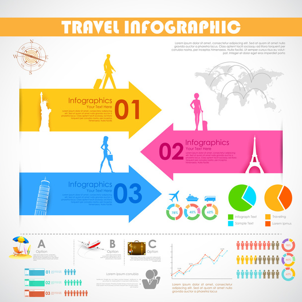 Utazási infographic - Vektor, kép