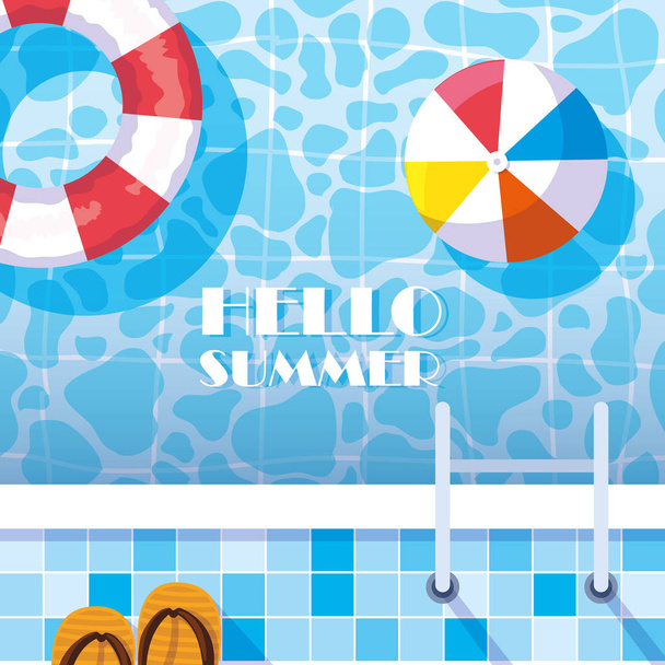 Hola verano y diseño de vacaciones
 - Vector, imagen