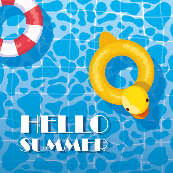 Sommerente und sicheres Schwimmerdesign - Vektor, Bild