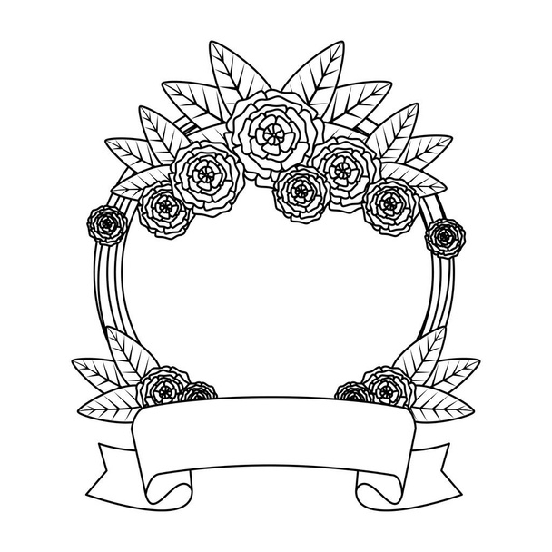 circular roses decoration icon - Vetor, Imagem