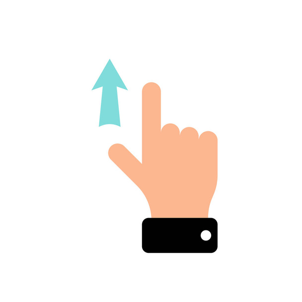 Vector touch screen gesture swipe up hand finger icon. Flat illustration - Vector, Image