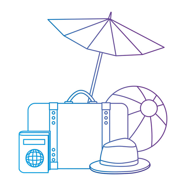 umbrella beach with vacations accessories - Vector, Image