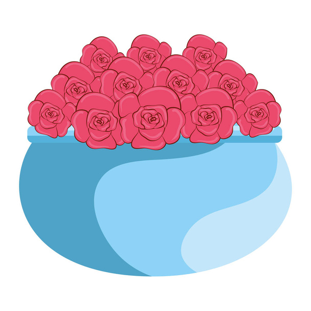 roses decoration in ceramic pot - ベクター画像